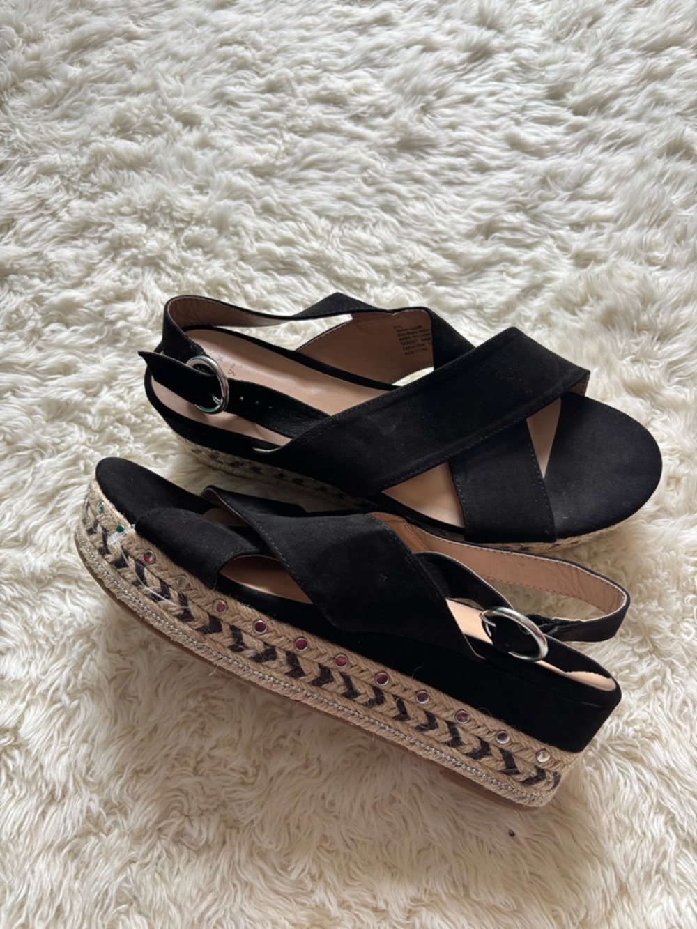 a new day Black Crisscross Platform Espadrille Sandals